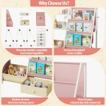 Kids Sling Bookshelf with Toy Organizer 6