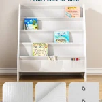 Kids Bookshelf 4 Tier Fabric Storage White 3