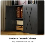 Tall Bookshelf Storage Cabinet with Doors 4