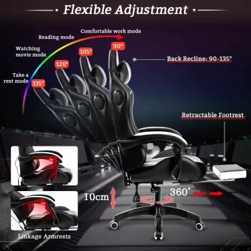 RGB Gaming Chair with Bluetooth Massage 2