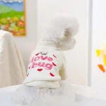 Heart Embroidered Dog Sweater with Leash Ring 2