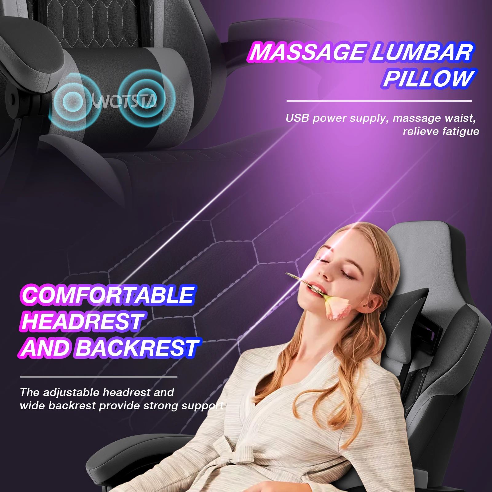 PVC Gaming Chair with Footrest and Lumbar 5 PVC Gaming Chair with Footrest and Lumbar 5