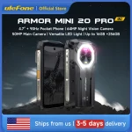 Advertisement for Ulefone Armor Mini 20 Pro rugged phone with 4G night vision camera LED light and storage options ships in 35 days | PricZone