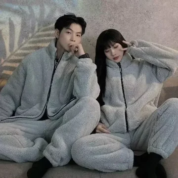 Coral Fleece Winter Pajama Set for Couples 2