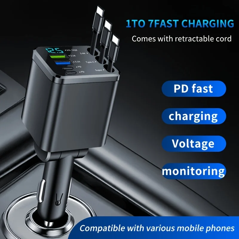 120W Dual TypeC Retractable Car Charger 2 | PricZone 120W Dual Type C Retractable Car Charger 2 | PricZone