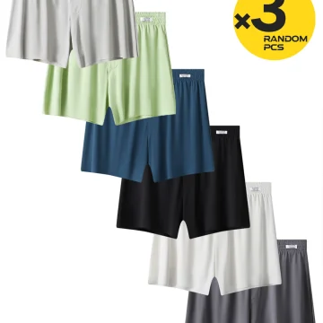 3 Pack Mid Waist Ice Silk Lounge Boxers 1