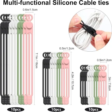 30-Piece Reusable Silicone Cable Tie Set 2