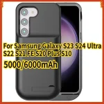 Samsung Galaxy Power Bank Charger Case 1 | PricZone Black battery case attached to a Samsung Galaxy phone 50006000mAh capacity for multiple Galaxy models S23S24S22S21 FES20S10 | PricZone