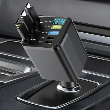 120W Dual Type C Retractable Car Charger 1 | PricZone