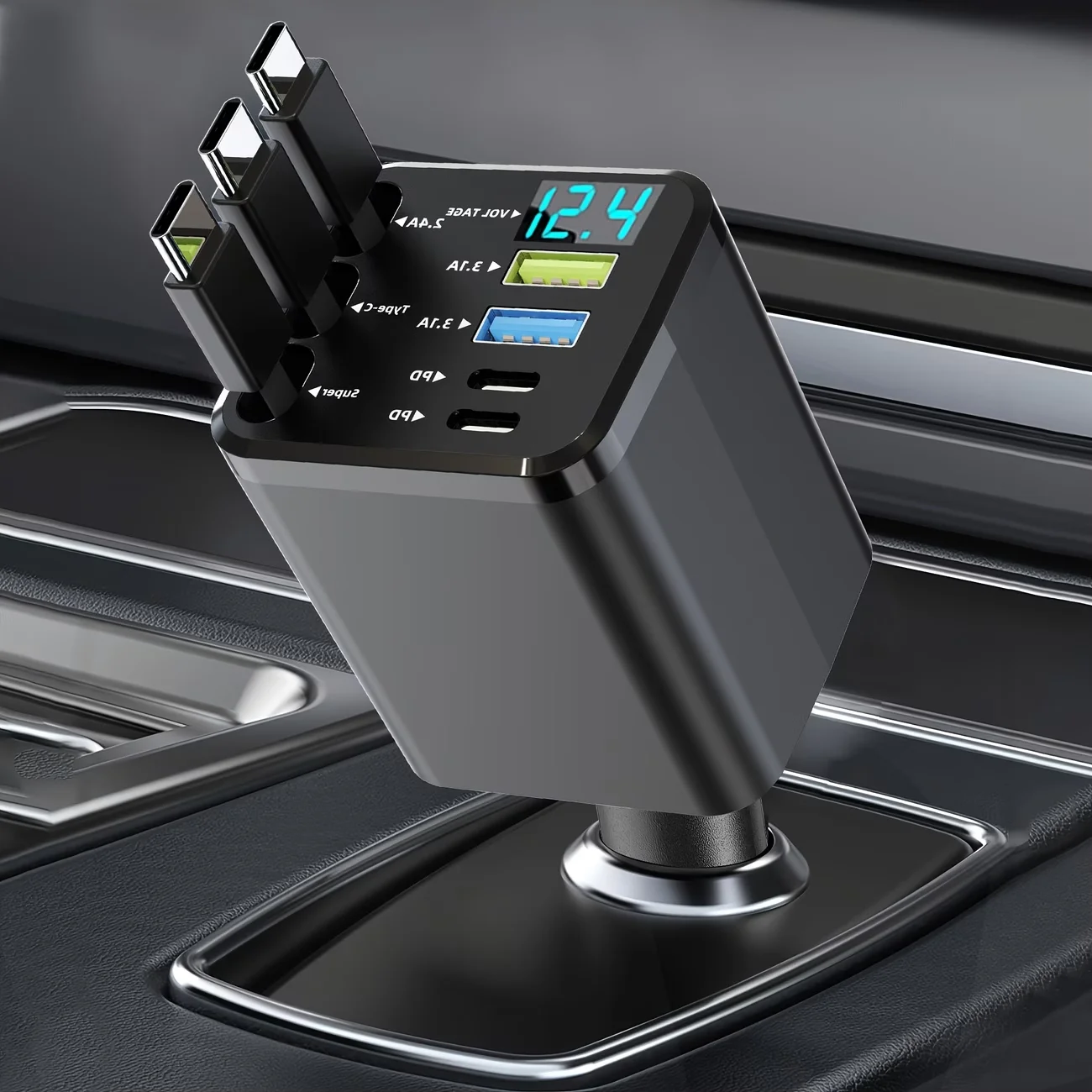 120W Dual TypeC Retractable Car Charger 1 | PricZone 120W Dual Type C Retractable Car Charger 1 | PricZone