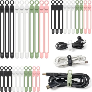 30-Piece Reusable Silicone Cable Tie Set 1