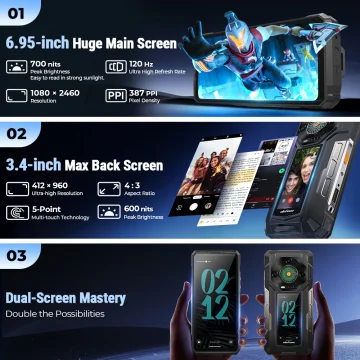 【Ships from US】Ulefone Armor 33 Pro 5G Rugged Phone 25500 mAh 512GB ROM 120Hz Dual Screen NFC Android Smartphone MTK 1