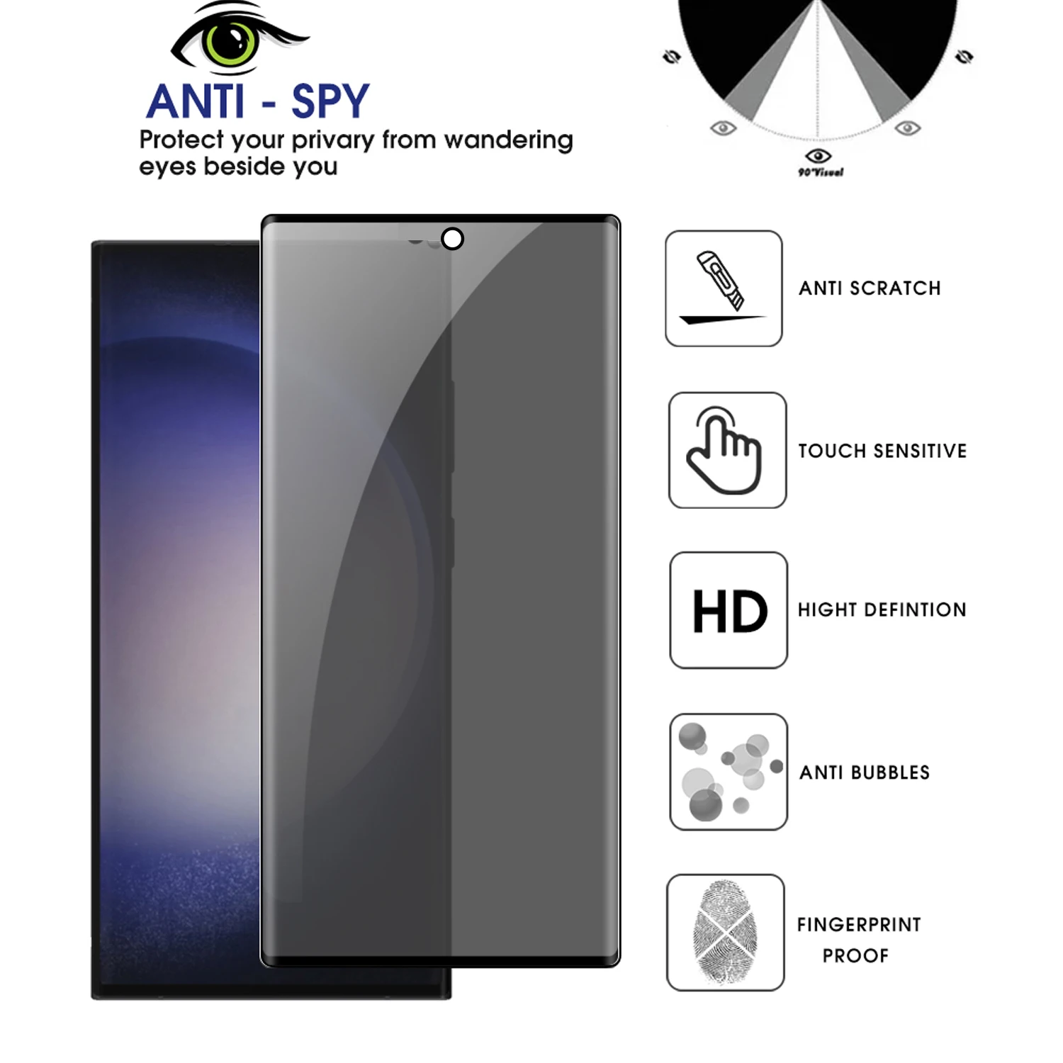 Samsung Galaxy AntiSpy Glass Protector 3 | PricZone Samsung Galaxy Anti Spy Glass Protector 3 | PricZone