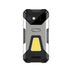 Rugged smartphone back with a central yellow LED flashlight built into the casing black and gray reinforced edges Unihertz logo visible | PricZone