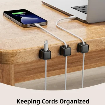 8-Pack Magnetic Cable Organizer with Strong Adhesive - Easy Open Design for Home, Office & Car 2