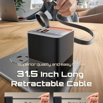65W Dual Port Retractable USB-C Charger 2
