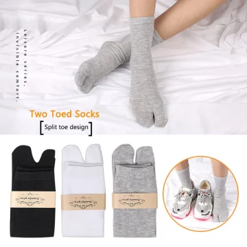 Fashion Japanese Style Tabi Toe Socks for Men Women Summer Fiber Two Finger Socks Kimono Flip Flop Sandal Split Tabi Toe Sock 2