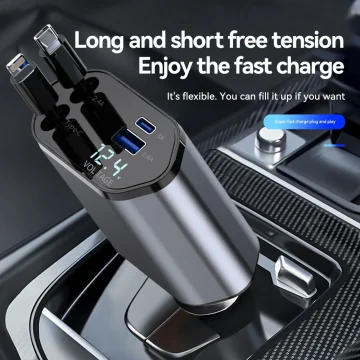 120W 4-in-1 Retractable Car Fast Charger 1