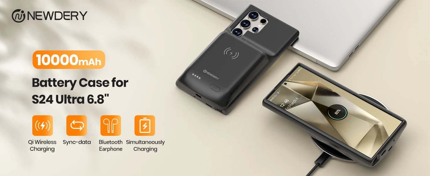 NEWDERY Wireless Battery Case for S24 Ultra 7