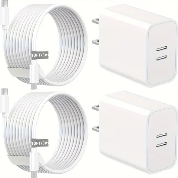 2 Pack 40W USB-C Wall Charger with 10FT Cables 1