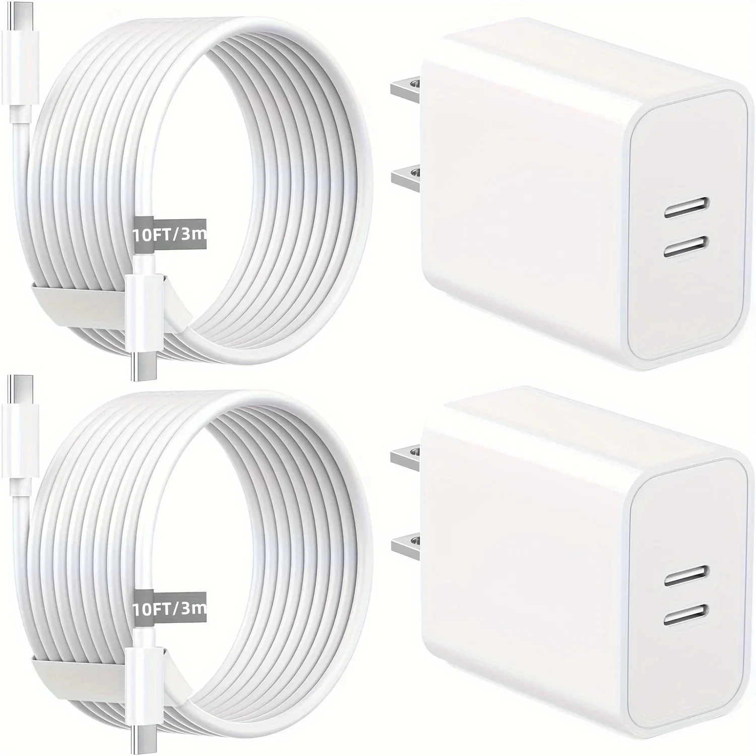 2 Pack 40W USBC Wall Charger with 10FT Cables 1 | PricZone 2 Pack 40W USB C Wall Charger with 10FT Cables 1 | PricZone