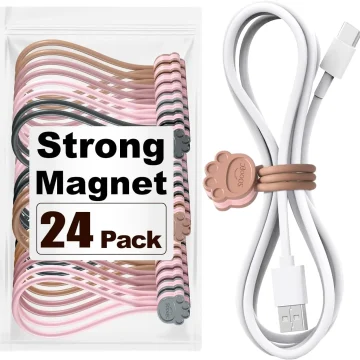 24-Pack Cat Paw Magnetic Cable Organizers 1