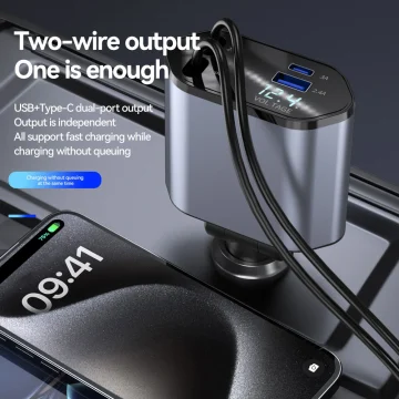 120W 4-in-1 Retractable Car Fast Charger 2