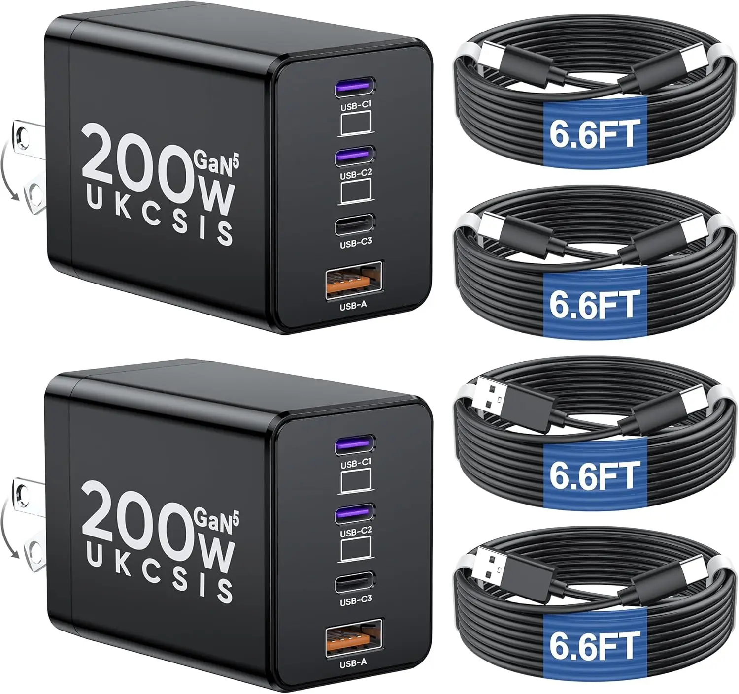 200W GaN5 4Port USBC Fast Charger 2Pack 1 | PricZone 200W GaN5 4 Port USB C Fast Charger 2 Pack 1 | PricZone