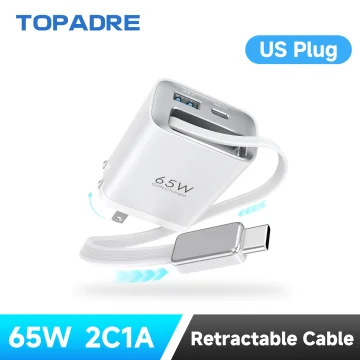 65W 3 Port Retractable USB C GaN Charger 1 | PricZone