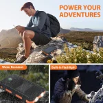 20000mAh Solar Power Bank Portable Solar Charger Waterproof Dual 5V USB Ports 2 LED Light Flashlight For Cell IPhone Outdoor 4 | PricZone
