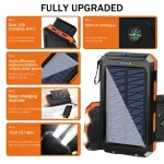 20000mAh Solar Power Bank Portable Solar Charger Waterproof Dual 5V USB Ports 2 LED Light Flashlight For Cell IPhone Outdoor 6 | PricZone
