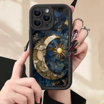 Aesthetic Sun Moon iPhone Glass Phone Case 1