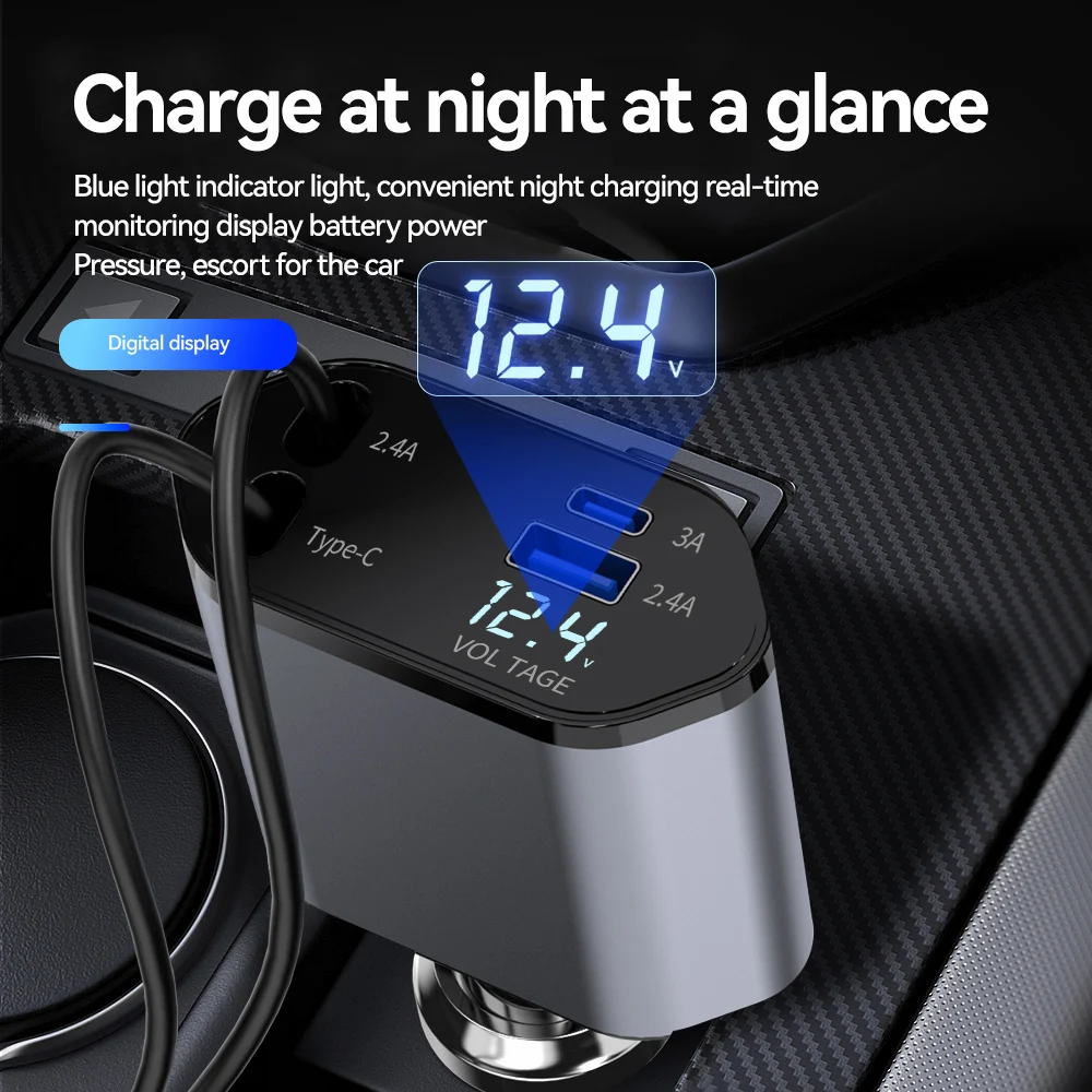 120W 4in1 Retractable Car Fast Charger 4 | PricZone 120W 4 in 1 Retractable Car Fast Charger 4 | PricZone