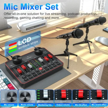 Podcast Microphone Bundle with Live Sound Card Gaming Audio 1