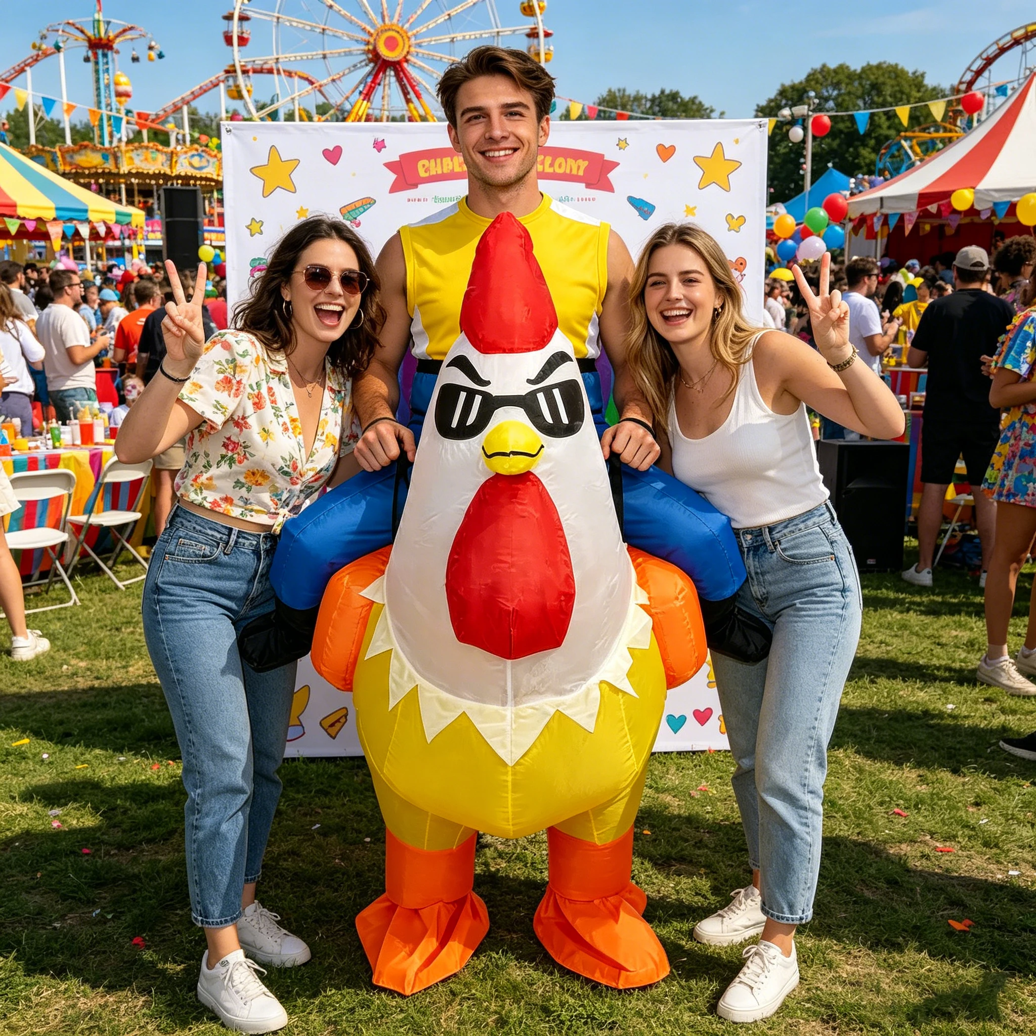 Ride On Rooster Inflatable Costume Mascot Parade Adult 8