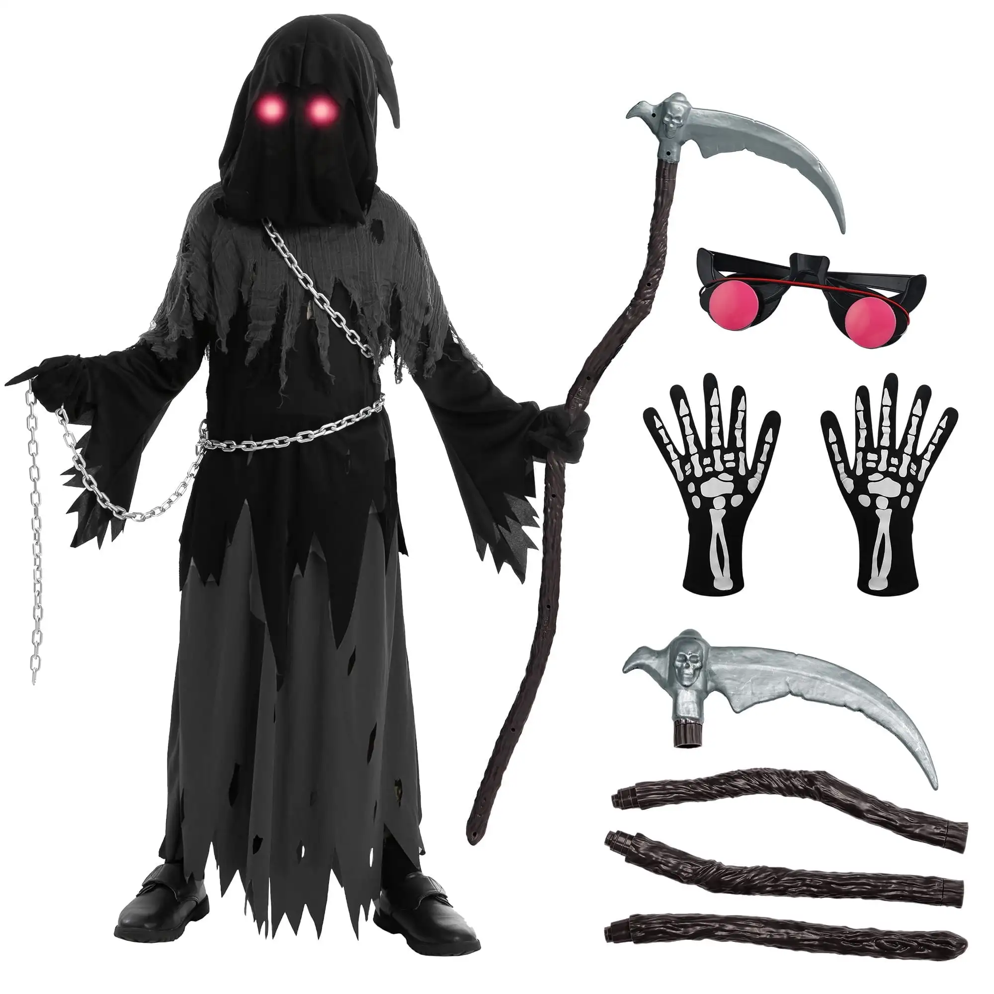 Joyfy Child Glowing Eyes Grim Reaper Costume Phantom 1 | PricZone Joyfy Child Glowing Eyes Grim Reaper Costume Phantom 1 | PricZone