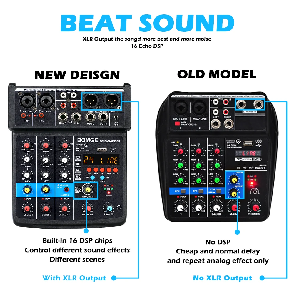 Bbomge 4 Channel 24 Dsp DJ Audio Sound Mixer Interface 4 | PricZone Bbomge 4 Channel 24 Dsp DJ Audio Sound Mixer Interface 4 | PricZone