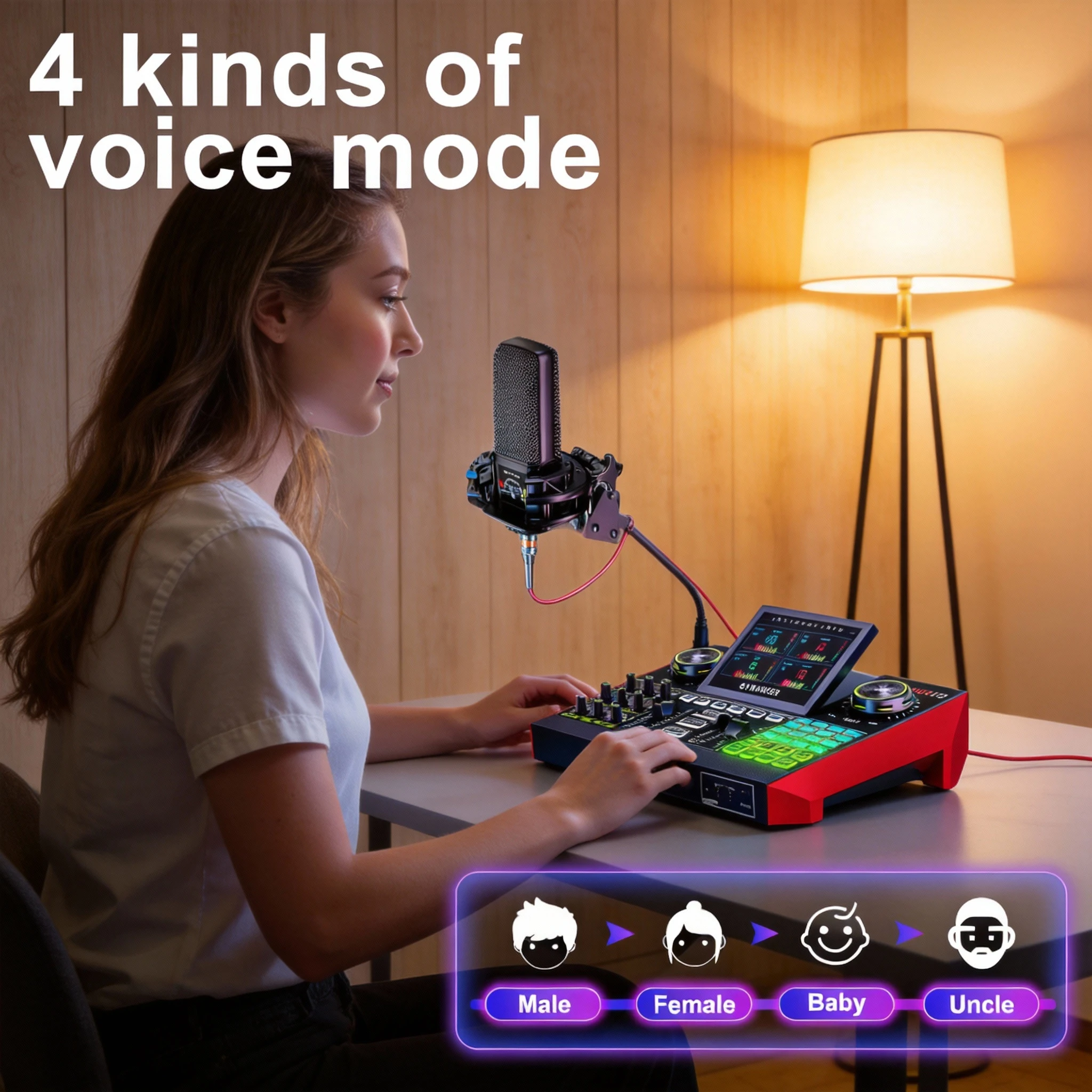 Studio Audio Mixer Sound Card with Microphone Kit 12 7