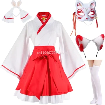 Japanese Red and White Kimono Fox Cosplay Costume 1 | PricZone