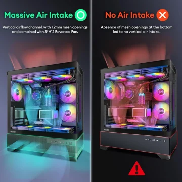 Atx Mid Tower PC Case with 6 Pre-Installed PWM RGB Fans 2