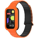 Magnetic Watch Straps for Xiaomi Smart Mi Band 9 Active 2 | PricZone Close up of an orange smartwatch with a black strap angled to show the face and band color contrast that highlights the product design | PricZone
