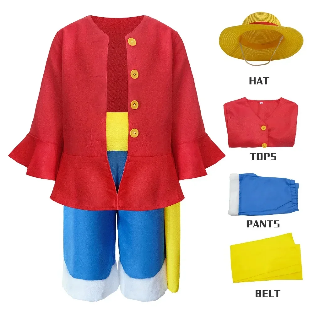 Anime Luffy Cosplay Costume Straw Hat Red Jacket Adult Kids 2 | PricZone Anime Luffy Cosplay Costume Straw Hat Red Jacket Adult Kids 2 | PricZone