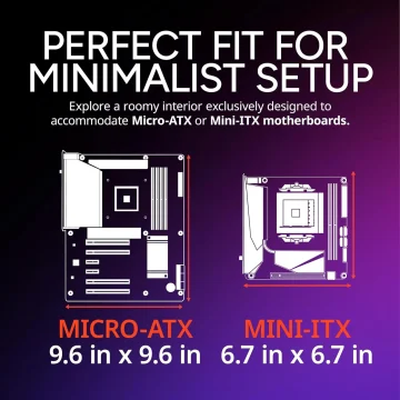 Micro-Atx PC Case with High Airflow Supports 365Mm GPU 2