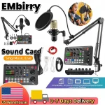 Promotional collage for Embirry Sound Card kit microphones pop filter mixers cables and delivery graphics for singingmusiclive use | PricZone