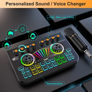 Podcast Microphone Bundle with Live Sound Card Audio Mixer 1 | PricZone