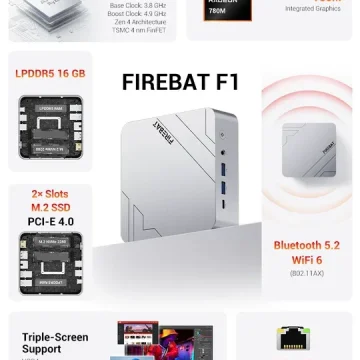 Firebat F1 PC Amd Ryzen 7 H255 Lpddr5 16Gb RAM M.2 Pcie 1