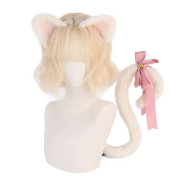 2 Piece Set Cute Cat Ear Tail Plush Fluffy Bow Tie 1 | PricZone