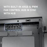 Mid Tower E Atx PC Case with 5 Pwm Fans Walnut Wood Front 6 | PricZone