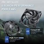 Full Tower E Atx PC Case with 6 Pwm Fans High Airflow Front 5 | PricZone