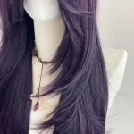 Ashley Dark Purple Wig Female 22Inch Long Hair Curtain 4 | PricZone